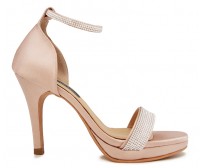 Flavia Nude Pink Satin With Diamante Wedding Sandals