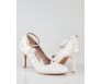 * Elsa Ivory White Satin With White Lace Wedding Shoes