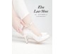 * Elsa Ivory White Satin With Lace Pump(Ready Stock)