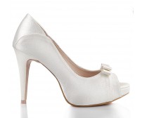 * Colette Ivory White Satin Contrast Wedding Shoes (Ready Stock)