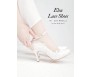 * Elsa Ivory White Satin With White Lace Wedding Shoes