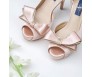 * Brianna Nude Pink Satin With Bow Wedding Shoes (Ready Stock)